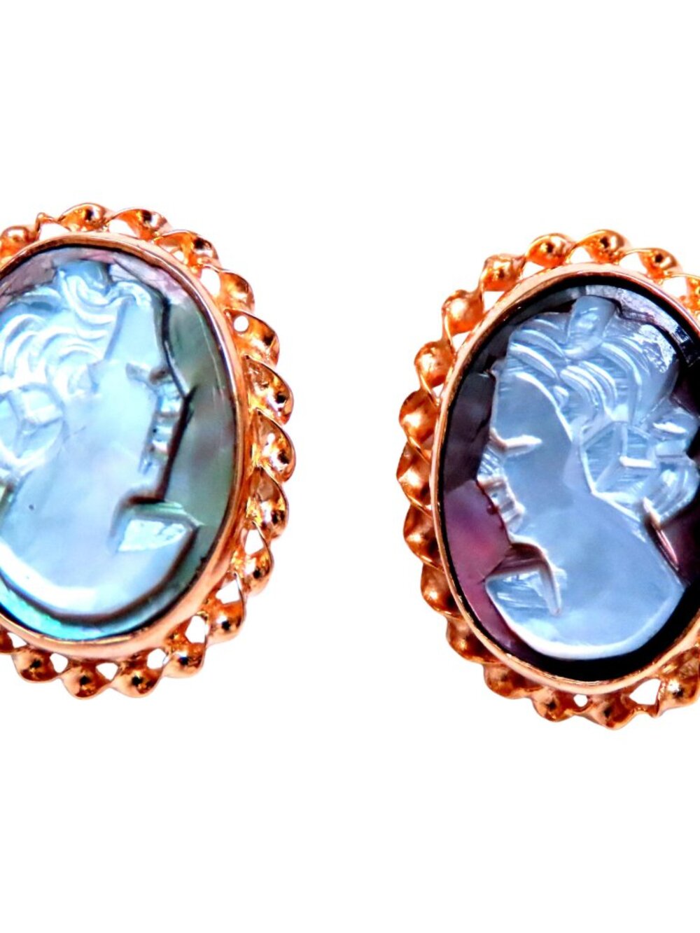 Madonna Cameo Victorian Style Stud Earrings 14kt Gold*